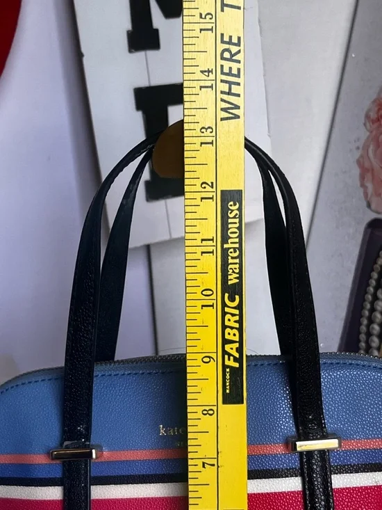 kate spade Blue, Red, Black and Aqua Striped Dome Satchel unbranded strap - Picture 6 of 11